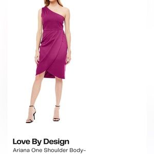 One Shoulder Fuchsia Midi Dress